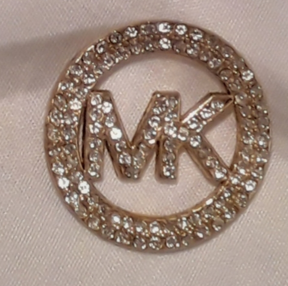 MK Large Gold Crystal Studded Pendant